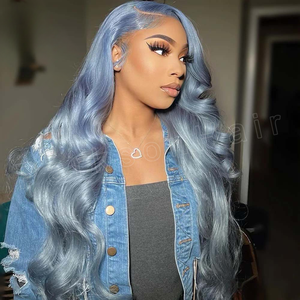 Perruque Frontale HD Lace Cheveux Humains Colorés Gris Transparent Ondulés Pré-épilés Argentés * Brésiliens pour Femmes 13*4 13*<span class=keywords><strong>6</strong></span> Longs Blonds - Product Image 2