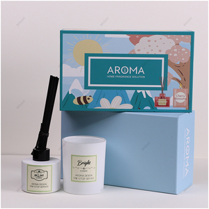 Thủy tinh màu trắng nến lọ sậy khuếch tán chai Set với hộp đen lau sậy cho quà tặng - Product Image 2