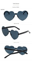 Nouvelles lunettes de soleil sans monture en forme de cœur, couleur gelée transparente, lunettes fantaisie pour fêtes, anniversaires, mariages, festivals, accessoires photo