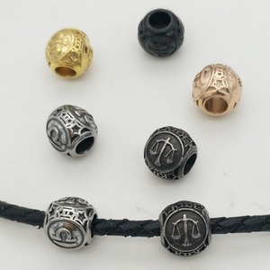 Cuentas espaciadoras sueltas de acero inoxidable con diseño de constelación de Libra, de 12 mm, de metal chapado, para la fabricación de pulseras y accesorios de joyería - Product Image 2