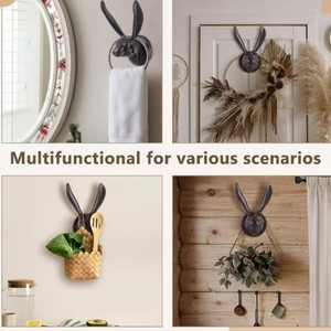 Perchero de hierro fundido estilo rústico con forma de conejo, soporte para llaves, expositor de joyas, colgador de toallas para baño - Product Image 2