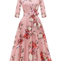 Robe de soirée 2024 vintage à manches sept-quarts pour dames Robe de soirée sexy pour église formelle Plage Robe d'invité de mariage digne
