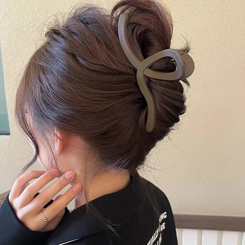 Grande Clip Per Capelli A Chele, 5 Pollici - Plastica Marmorizzata Marrone, Fermaglio Lungo