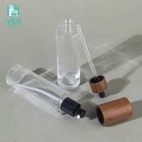 Ensemble de flacons cosmétiques en verre transparent de 50 ml et 100 ml avec compte-gouttes/pompe, bouchon en noyer noir, pour huile pour le visage, sérum, lotion, YAN Packaging Premium