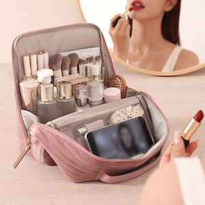 New Eco-Friendly Zipper Soft Handle Durable Portable Medium Capacity Multi-Function Travel Compartment Stand-<b>Up</b> Cosmetic <b>Bag</b> - Product Image 3