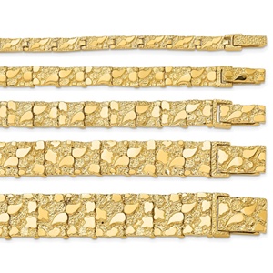 8mm15mm25mm Nugget Retro Gold Block Bracelet in 7\" 8\" 9\" Lengths 14k Gold Plated Alloy Fashion <strong>Bangle</strong> <strong>for</strong> <strong>Men</strong> and Women - Product Image 1