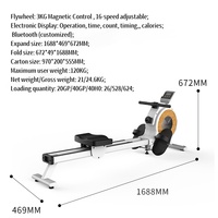 Máquina de Remo para Uso Doméstico, Silenciosa, Plegable, Equipo de Fitness Multifuncional, Cardio, Pantalla Electrónica Inteligente