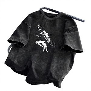 Camisetas de punto para hombre, 100% de alta calidad, estilo casual, con lavado ácido, las más vendidas, ligeras, suaves, de ajuste holgado y cuello redondo. - Product Image 1