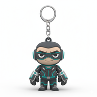 Porte-clés personnalisé en caoutchouc 3D style dessin animé, poupée robot style Mecha, pendentif léger pour sac à dos