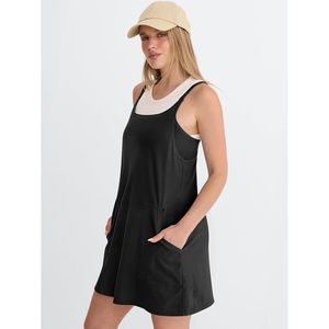 <b>Women</b> Athletic Tennis Dress Square Neck Loose Fit Breathable Built In Shorts Casual <b>Romper</b> Mini Dress For Leisure Wear - Product Image 5
