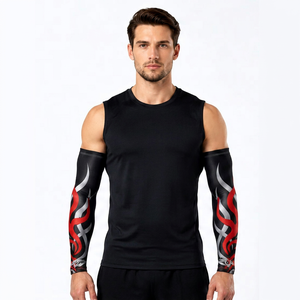 Mangas de Ciclismo para Hombre con Estampado de Dragón Camuflaje Negro, Rojo y Plateado, Protección Anti-UV, Poliéster/Nailon, Ropa Deportiva, Talla Adulto - Product Image 1