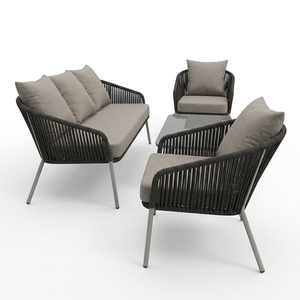 Ensemble de meubles de salon de jardin résistant aux intempéries, tendance, pour terrasse et bord de piscine, avec table centrale en verre - Product Image 1