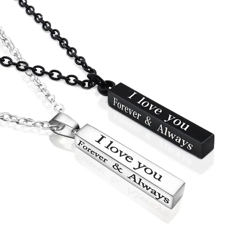 I LOVE YOU FOREVER kalung baja tahan karat kalung pasangan kolom harapan baja panjang untuk Hari Valentine