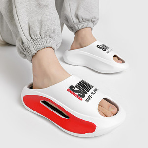 Claquettes EVA à semelle épaisse avec lettrage, rehaussantes, pour l'extérieur, chaussures de plage d'été pour hommes, e-commerce transfrontalier - Product Image 1