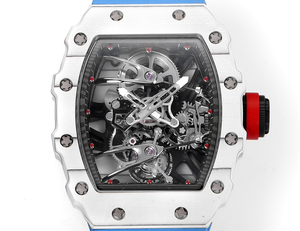 Reloj Mecánico Esqueleto con Forma de Tonneau 2026 para Hombre, Esfera Plateada y Negra, Reloj de Pulsera Deportivo con Correa de Silicona Azul - Product Image 3