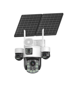 4 镜头太阳能安全摄像头 20 倍光学变焦无线户外 IP 摄像头，带双太阳能电池板和声音警报 - Product Image 3