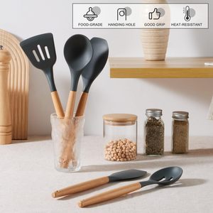 Juego de Utensilios de Cocina de Silicona, Libres de BPA, Resistentes al Calor, con Cuchara para Sopa, Espátula, Cuchara Volteadora, para el Hogar, Restaurante, Camping - Product Image 2