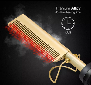 Peigne chauffant électrique lissant anti-brûlure, <span class=keywords><strong>brosse</strong></span> <span class=keywords><strong>chauffante</strong></span> portable pour cheveux humides ou secs, fer <span class=keywords><strong>à</strong></span> boucler - Product Image 3
