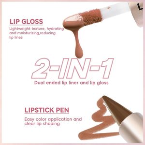 Rouge à lèvres et brillant à lèvres 2-en-1 double embout, crayon à lèvres mat + gloss miroir, <span class=keywords><strong>maquillage</strong></span> pour les lèvres longue tenue, waterproof et anti-transfert - Product Image 4