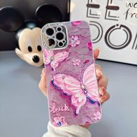 Couleur Argent IMD Personnalisé Tendance Papillon Mobile Téléphone Cas pour iPhone 12 13 14 15 16 17 Xr Xsmax Téléphone Accessoires