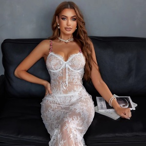 Ysf của phụ nữ công ty kiểm soát Breathable thêu hoa yếm đầu panty Set Spandex/Polyester Dobby vải đầy đủ phiếu Sheer - Product Image 1