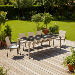 Tavolo da Giardino in Polyrattan Beige 98.43 X 39.37 X 29.53 con Telaio in Alluminio, Design Contemporaneo e Durevole - Product Image 2