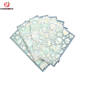 Pegatinas Transparentes de Estilo Punk y Techwear en Verde Neón, Resistentes al Agua, con Diseño de Esqueleto y Estrella, para PC de Juegos, Botellas de Agua y Automóviles - Product Image 1