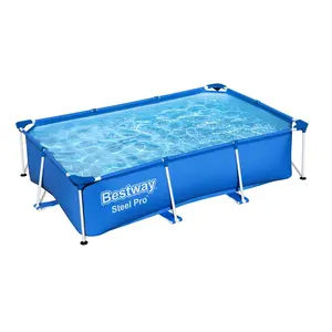 Bestway 56403 Deluxe Splash Rechteckiger Stahl metallrahmen Oberirdisches Schwimmfamilien-Plans ch becken