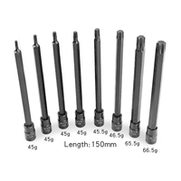 Jeu de douilles Torx extra longues de 150 mm à entraînement 1/4 pouce T10 T15 T20 T25 T30 T40 T45 T50 pour visseuse à chocs et cliquet en acier S2