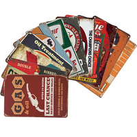 Juego de Letreros Metálicos Retro Vintage de Gasolina y Aceite para Garaje, Decoración de Pared para Taller de Autos, Decoración para Gasolinera