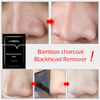 LANBENA Masque Facial Nettoyant au Charbon de Bambou Anti-Points Noirs et Acné, Réducteur de Pores, Soin de la Peau, Masque Noir Peel-Off 5g Crème Femme
