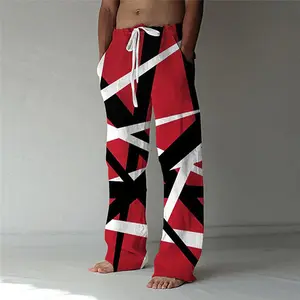 Men's Pants With Geometric Graphic Lines Custom Oversized Straight Wide Leg Baggy Trackpants Casual Pants For Men