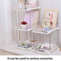 Organisateur et rangement sous évier transparent à 2 niveaux, rangement coulissant multifonctionnel pour salle de bain, cuisine, comptoir de vanité