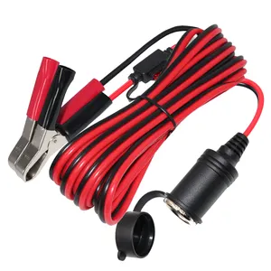 12V 24V 10A fused Car Cigar Lighter Socket Female to alligator crocodile Clips Car Battery Clip-on power charger cable