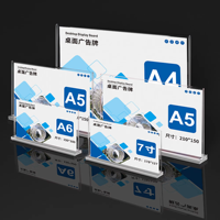 Support de signalisation transparent double face en plastique A4, cadre photo de bureau, présentoir de menu de table en acrylique pour usine