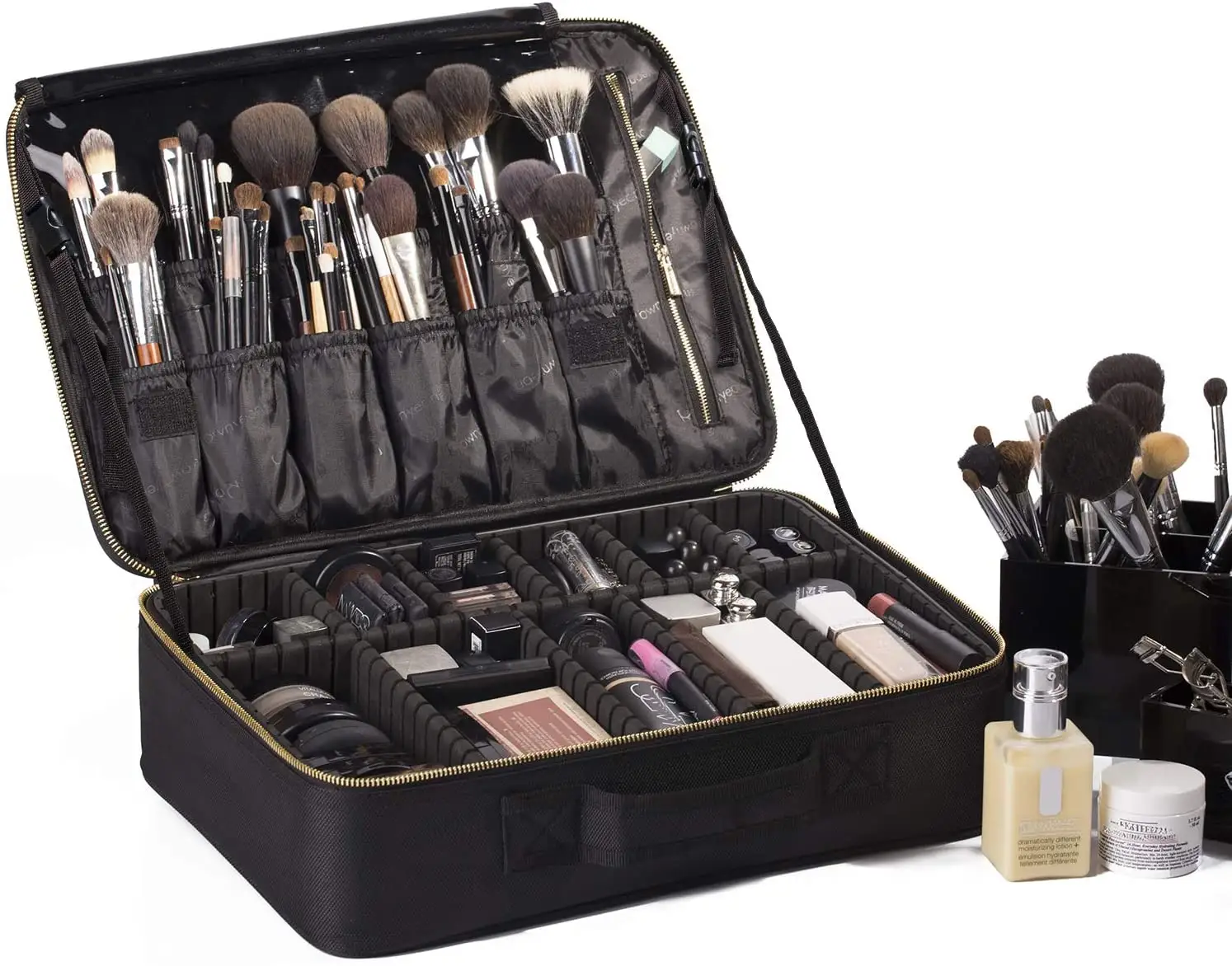 Grand sac de maquillage cosmétique professionnel Portable pour femmes et filles, diviseurs réglables imperméables en EVA