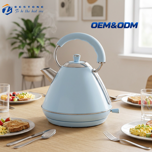 Bouilloire électrique bleu clair 1,7 L en acier inoxydable avec filtre lavable et voyant LED - Product Image 1
