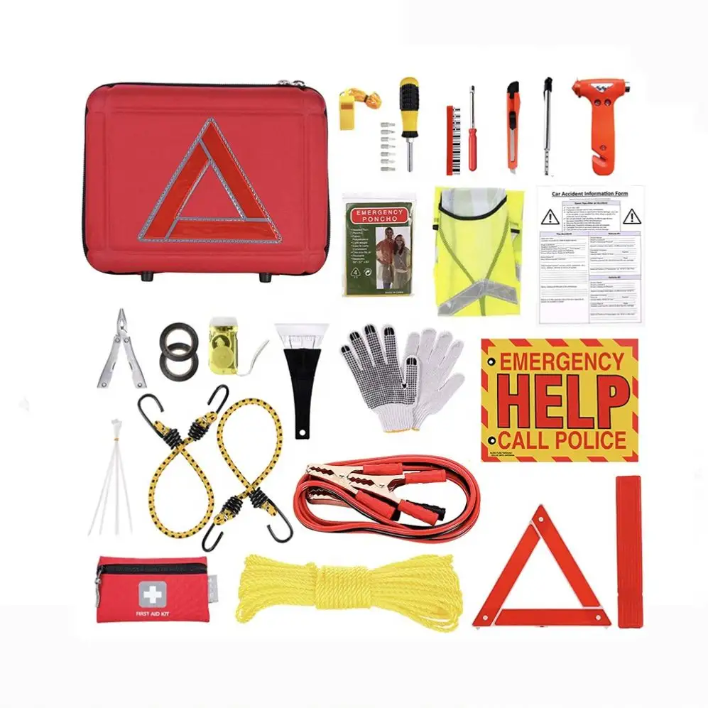Portable Car Emergency Auto First Aid suitable for Lexus Roadside Assistance Kit With Traction Tool Box Eva Hard Case Window