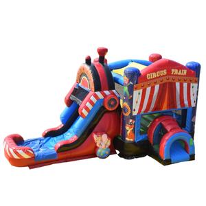 Cirque Train rebond château piscine toboggan extérieur gonflable piscine château toboggan enfants gonflable paradis fête Commercial - Product Image 1