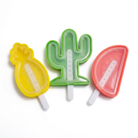 Moule à glaçons réutilisable en silicone de qualité alimentaire TPE PP, formes d'ananas, pastèque, cactus, pour sucettes d'été DIY