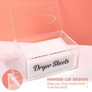 Soporte para hojas de secadora, dispensador de hojas de secadora acrílica con tapa con bisagras, caja de organización y decoración de lavandería, almacenamiento de contenedores - Product Image 3