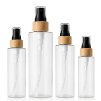 Bouteille en plastique transparente givrée PET rechargeable de 3 oz/4 oz/5 oz/6 oz/8 oz avec logo personnalisé et bouchons en bambou