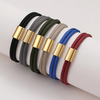 Bracelet tendance en acier inoxydable multi-plaqué Nimai, étanche, avec breloque barre vierge à graver pour hommes et femmes