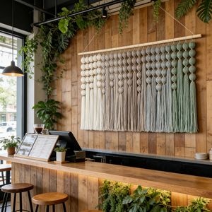 Rideau en macramé fait main en laine, tissé, style bohème, pour <span class=keywords><strong>porte</strong></span>, fenêtre ou mur, idéal pour la décoration de la maison ou des hôtels (vente en gros) - Product Image 2