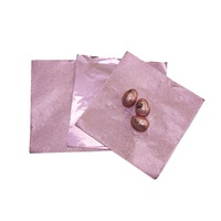 Envoltura de chocolate rosa brillante de 10cm, hoja de embalaje de papel, hoja de papel de aluminio de color cuadrado para dulces