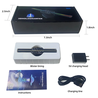 Ventilador de holograma pequeño de 14cm 3D con cubierta Ventilador de pantalla holográfica 3D de escritorio Aplicación móvil Equipo de holograma 3D Led Ventilador en estuche Interior