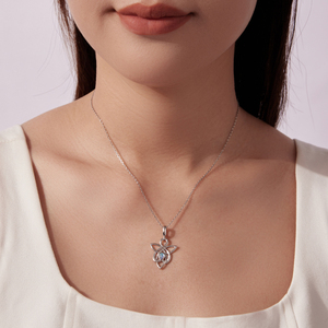 Collier pendentif en opale en forme de fleur, plaqué rhodium, design minimaliste, chaîne serpent, unisexe, à porter au quotidien - Product Image 6
