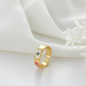 Anillo abierto de ojo de esmalte colorido de lujo ligero Anillo ajustable de ojo de <span class=keywords><strong>diablo</strong></span> de arco iris para mi <span class=keywords><strong>hija</strong></span> - Product Image 5