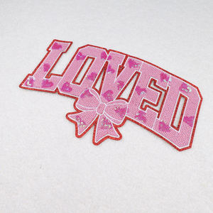 Iron on Gold Embroidery Patch Large <b>Bow</b> Chenille Patches Sequence Chenille Patches Valentines for Clothing - Product Image 4