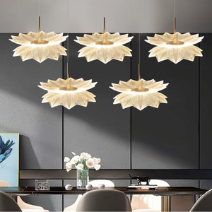 Lámpara de araña de flor de loto <span class=keywords><strong>doblemente</strong></span> estructurada Loft Apartment Crystal Long Chandelier Lights para decoración de Villa de Hotel - Product Image 5